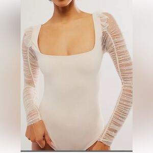 Free People Ivory Bodysuit Size Medium